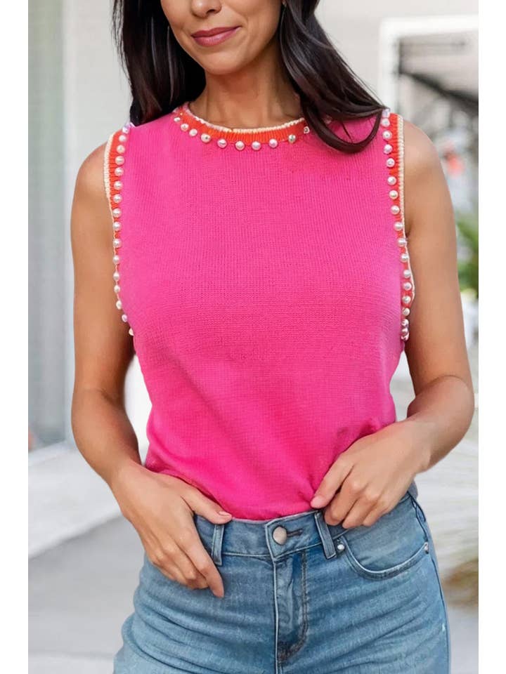 As shown Solid Beaded Shift Sweater Vest | S-XL for wholesale on Faire