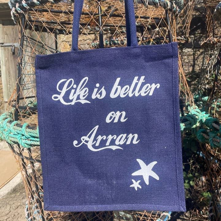 SeaKisses – wholesale Tote bag – Women's – Personalised Jute Bag - Navy FAIRE2