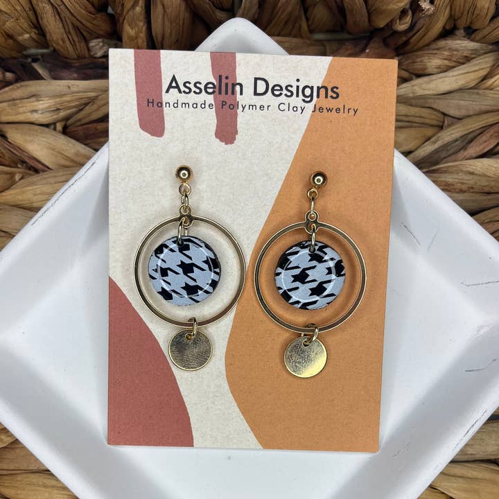 Polymer Clay Earrings - Houndstooth Dangles for wholesale by Asselin Designs