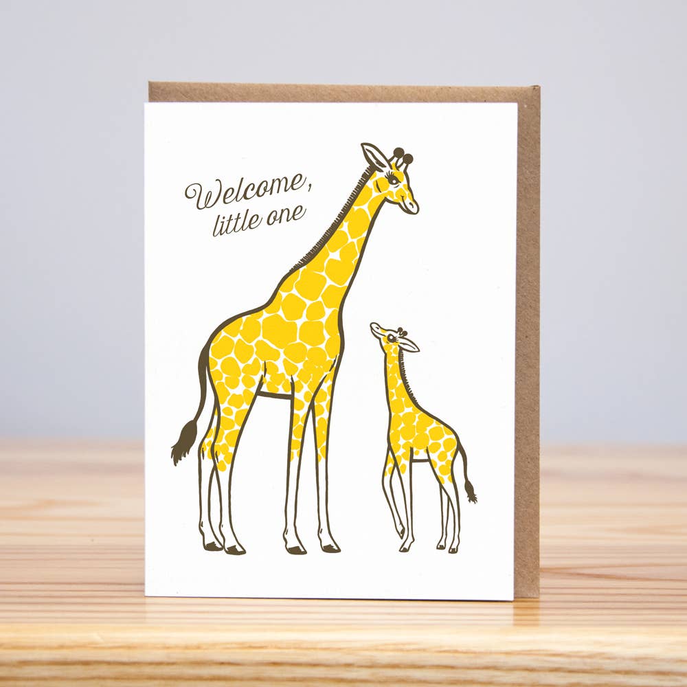 Huckleberry Letterpress - Venta al por mayor Tarjetas de bebé - Baby Giraffe - ¡Rebajas! (Tipografía)