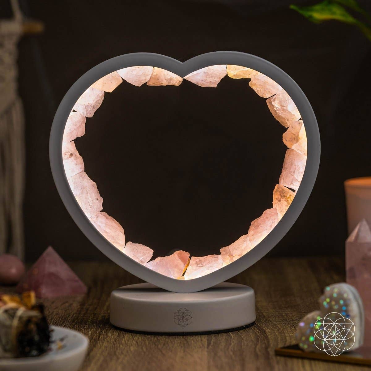 Conscious Items – wholesale Accent/desk lamp – Love Magnet - Rose Quartz Heart Lamp3