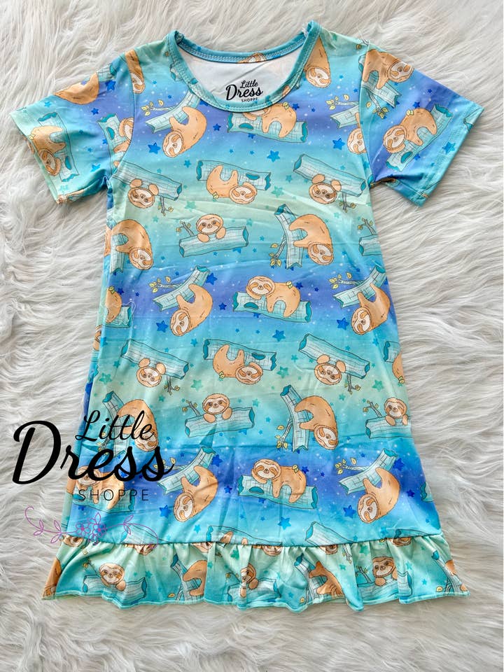 Ropa de estar en casa con estampado de perezoso para venta al por mayor de Little dress shoppe