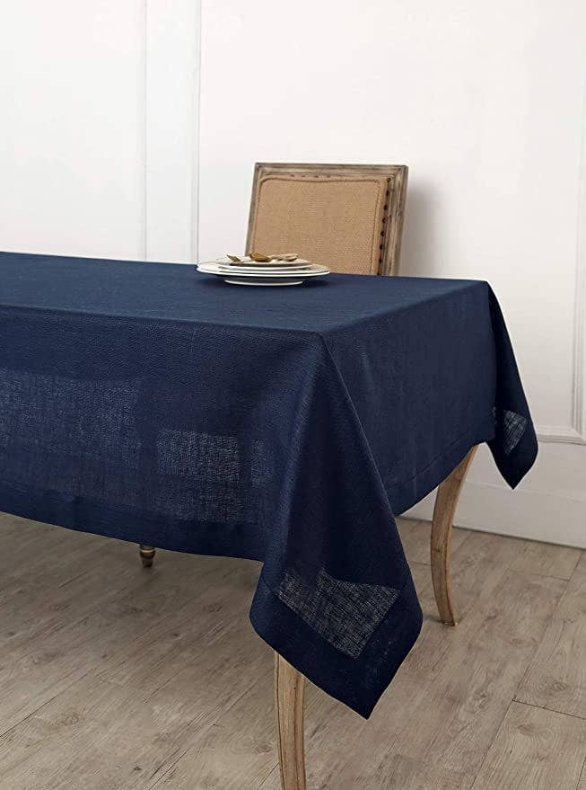 The Tangerine Store - Vente Nappes - Nappe Bleu Marine | Pur Lin | Mélange Lin Coton | Doux | Fait Main | Tailles Personnalisables | Formes Personnalisables0