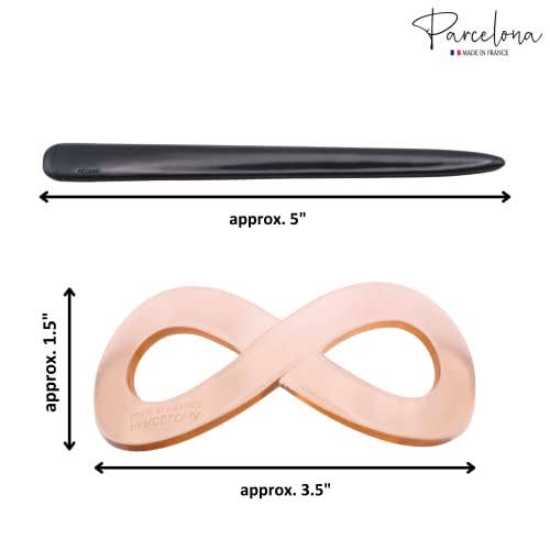 Parcelona - Wholesale Hair clip – Women’s - Parcelona French Infinity Medium Celluloid Hair Slider Bun Cover for Women5