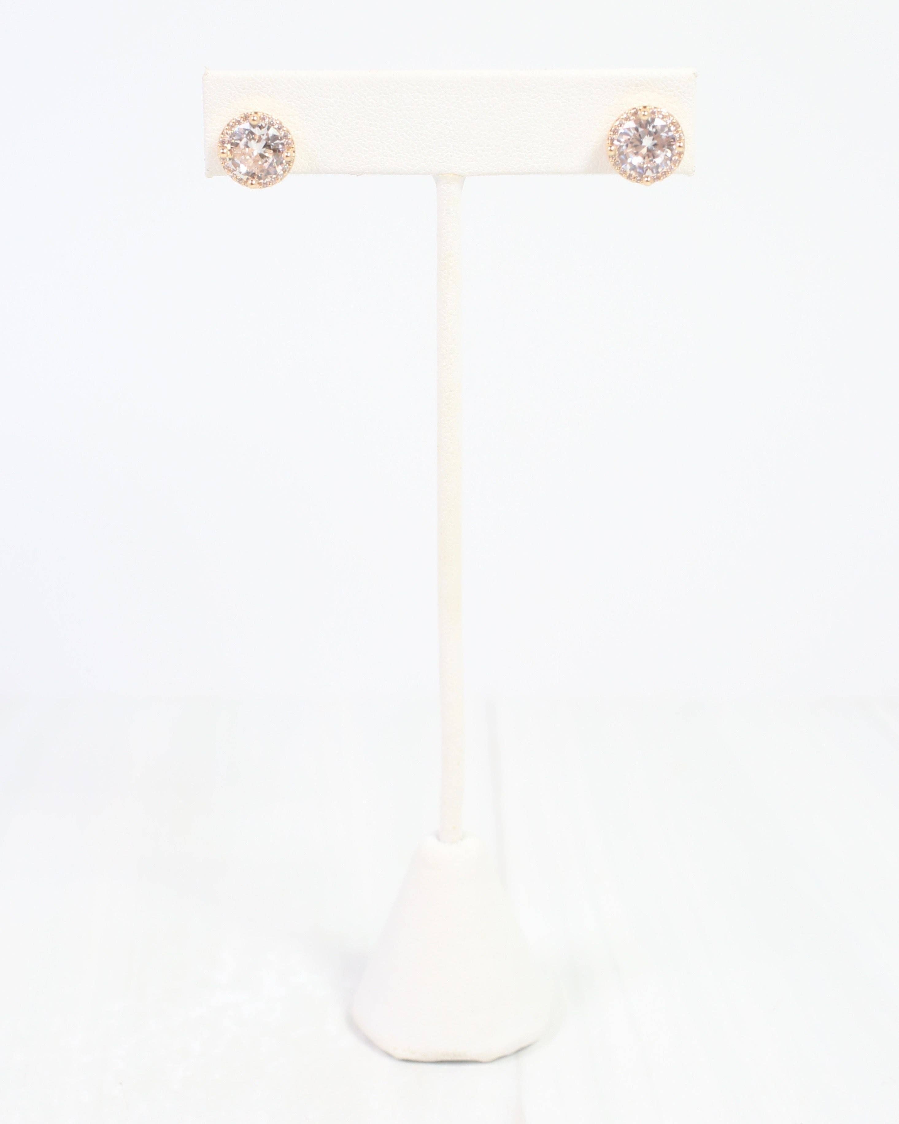 Caroline Hill - Wholesale Stud/Post Earrings - Hurley CZ Stud Gold2