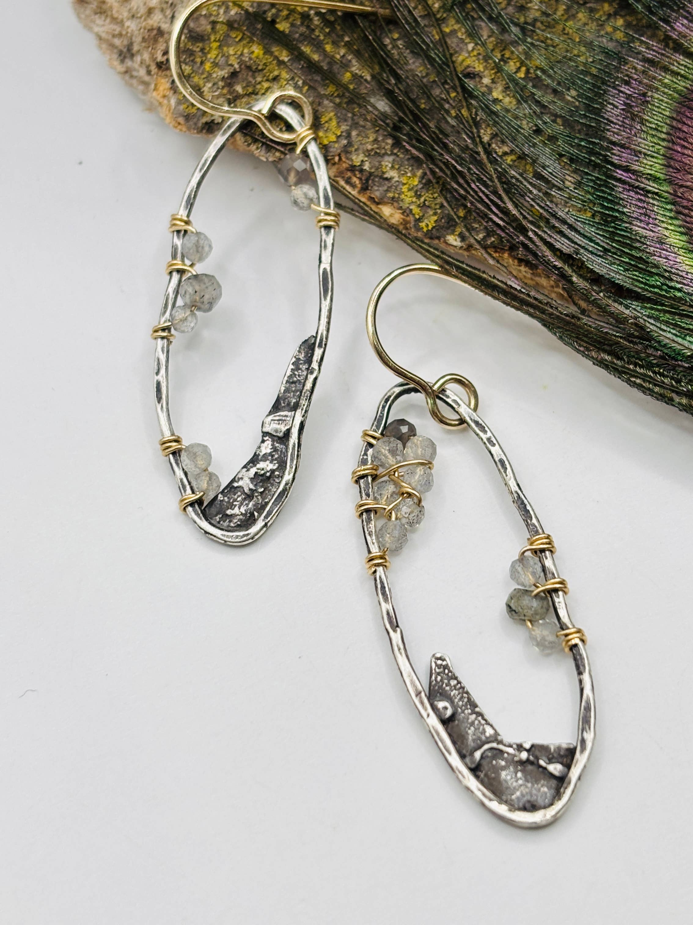 Rachel Renee Jewelry - Wholesale Dangle Earrings - ANKICA Reticulated Goddess Geode Earrings in Smoky Grey3