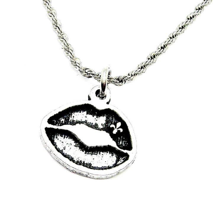 Fleur de lis lips Single Charm Necklace New Orleans for wholesale by Chubby Chico Charms
