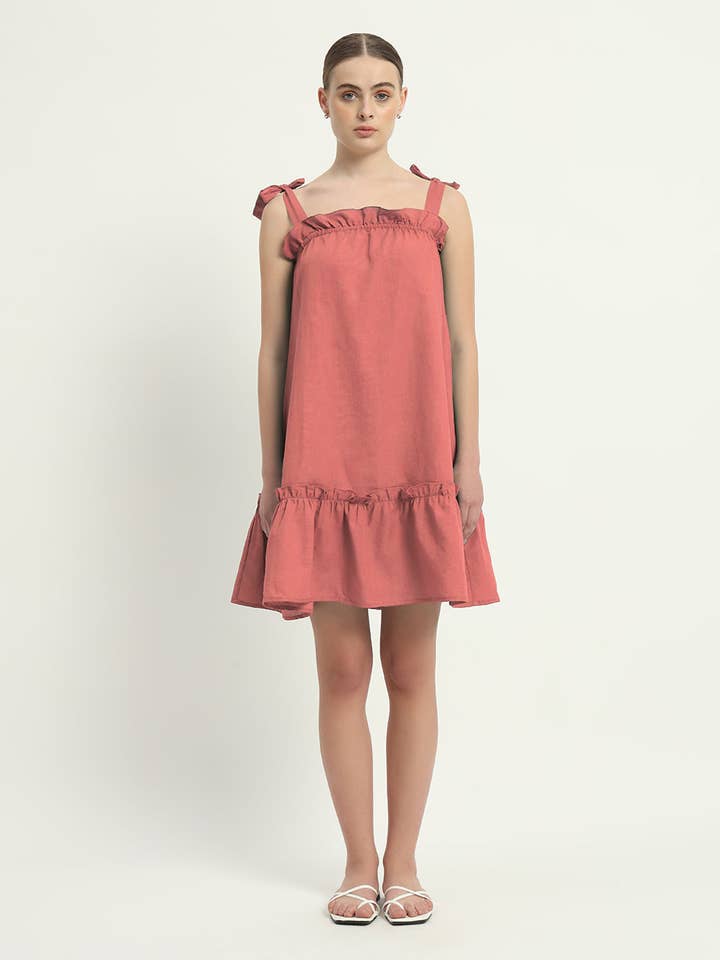 The Amalfi Ivory Pink Cotton Dress for wholesale by Thevasa