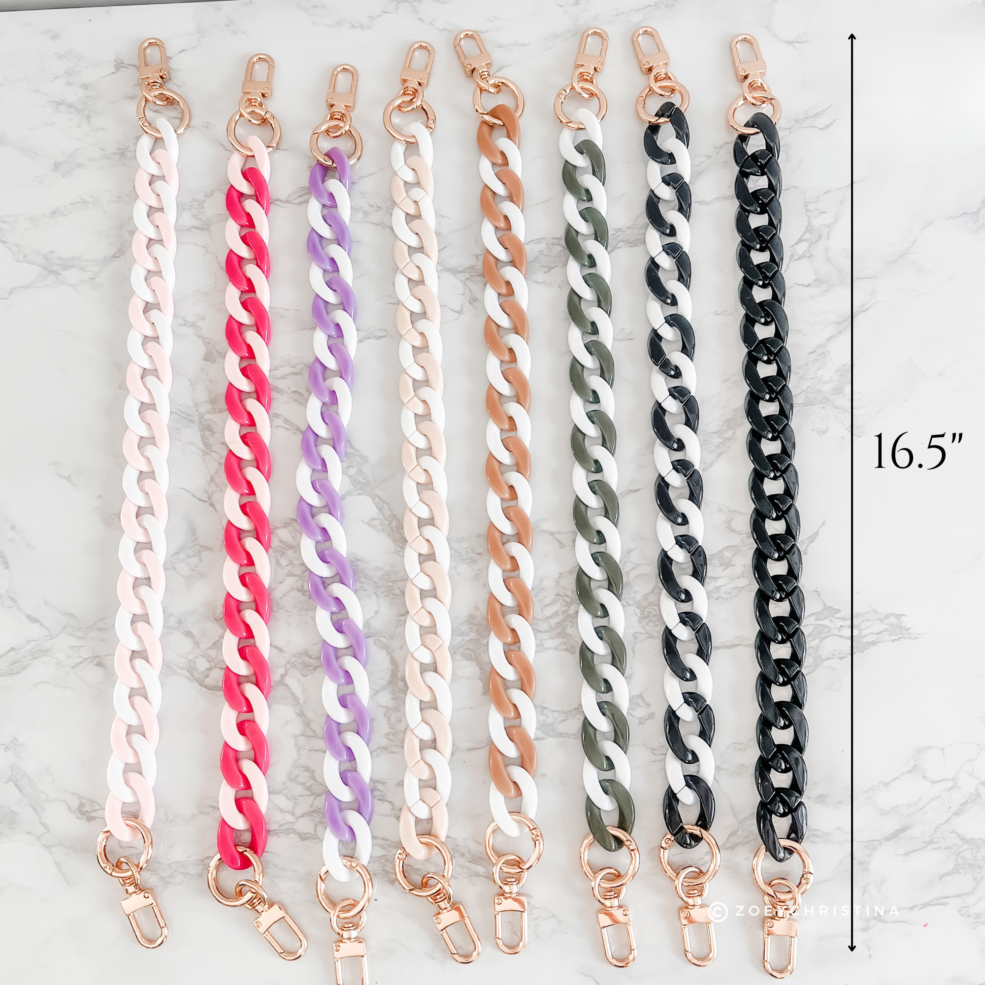 Zoey Christina - Wholesale Accessoire voor portemonnee/tas - Dames - Chunky acryl tassenkettingen – 8 kleuren, 42 cm lang1