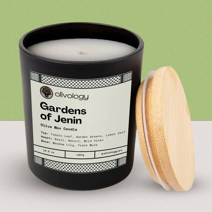 Gardens of Jenin — Handmade Olive Wax Candle (10.5oz) for wholesale by Olivology