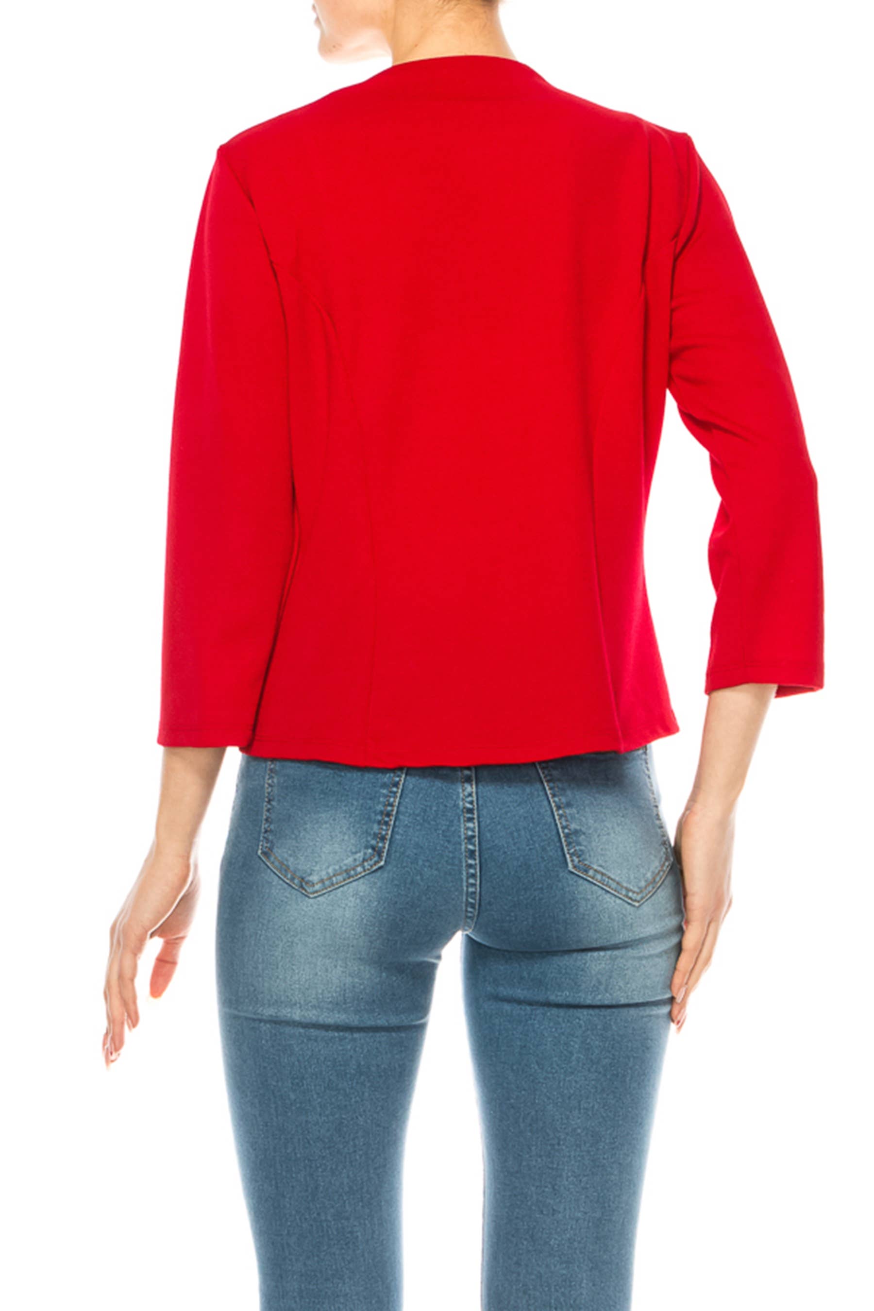 MOA COLLECTION - Wholesale Blazer - Women's - Women's Collarless Blazer 3/4 Sleeves Cardigan18