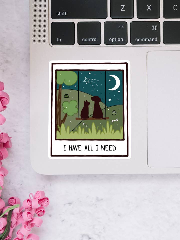 I Have All I Need, Doodle Sticker, Cats and Dogs Sticker, for wholesale by Dotesy Designs