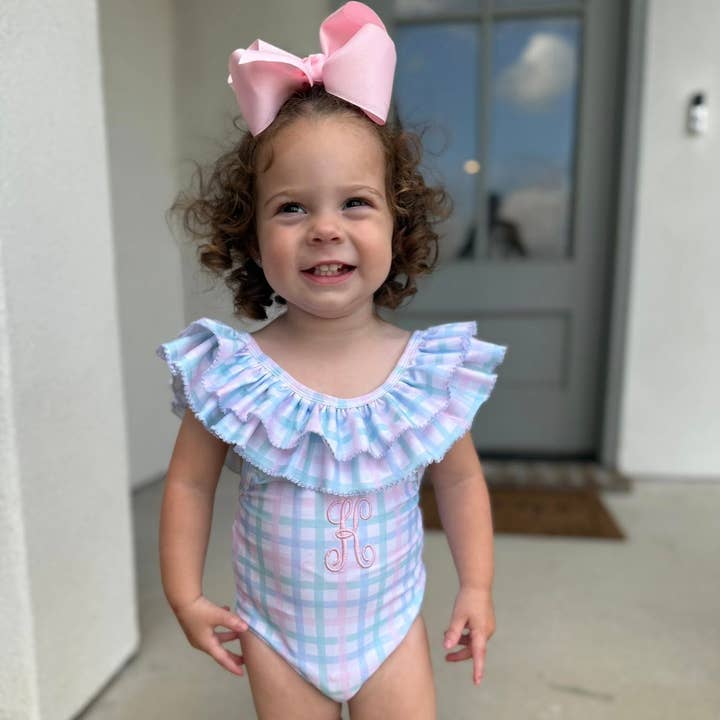 Summer Plaid One Piece Swimsuit for wholesale by Southern Taters