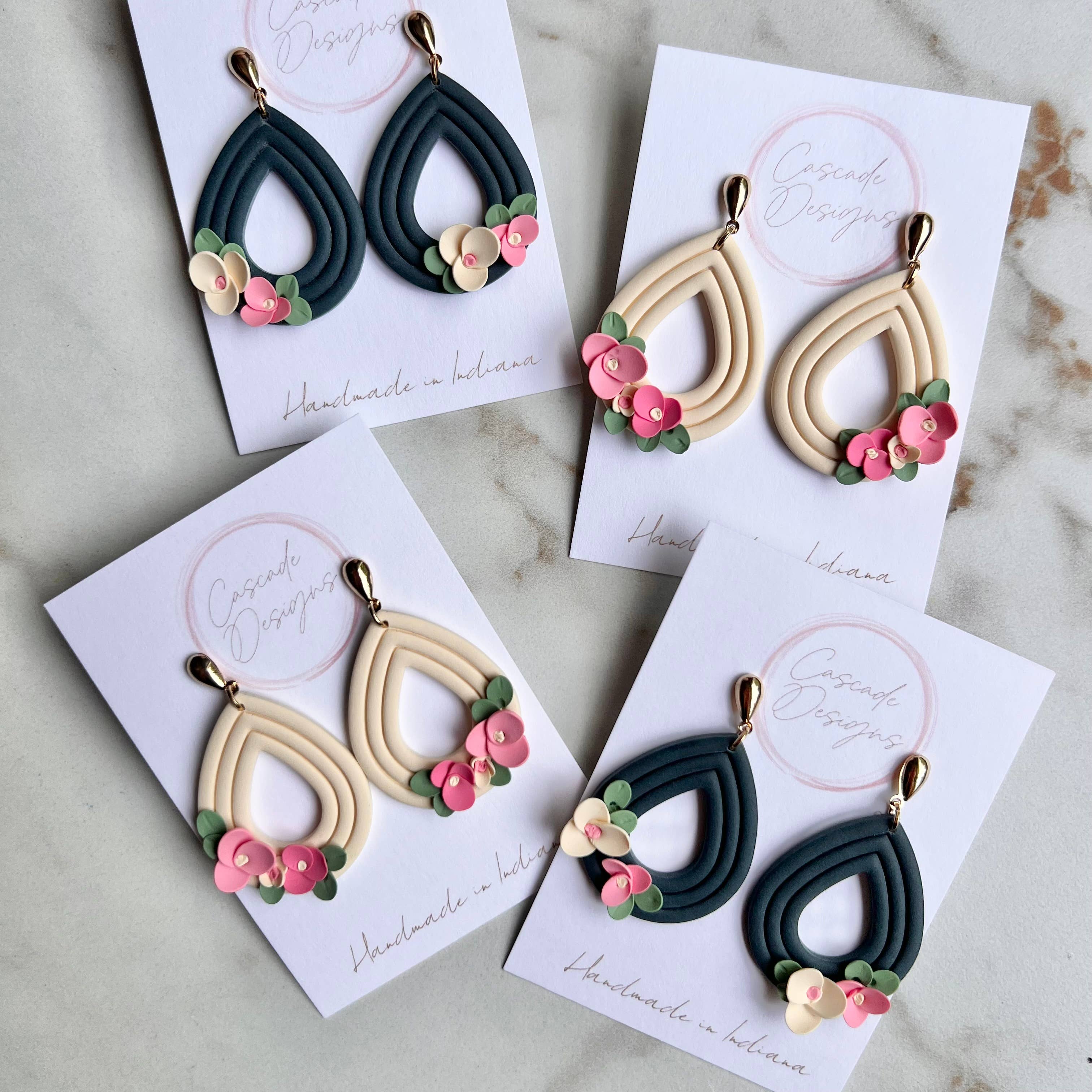Cascade Designs - Wholesale Dangle Earrings - The Penelope | Floral Drop Clay Earrings9