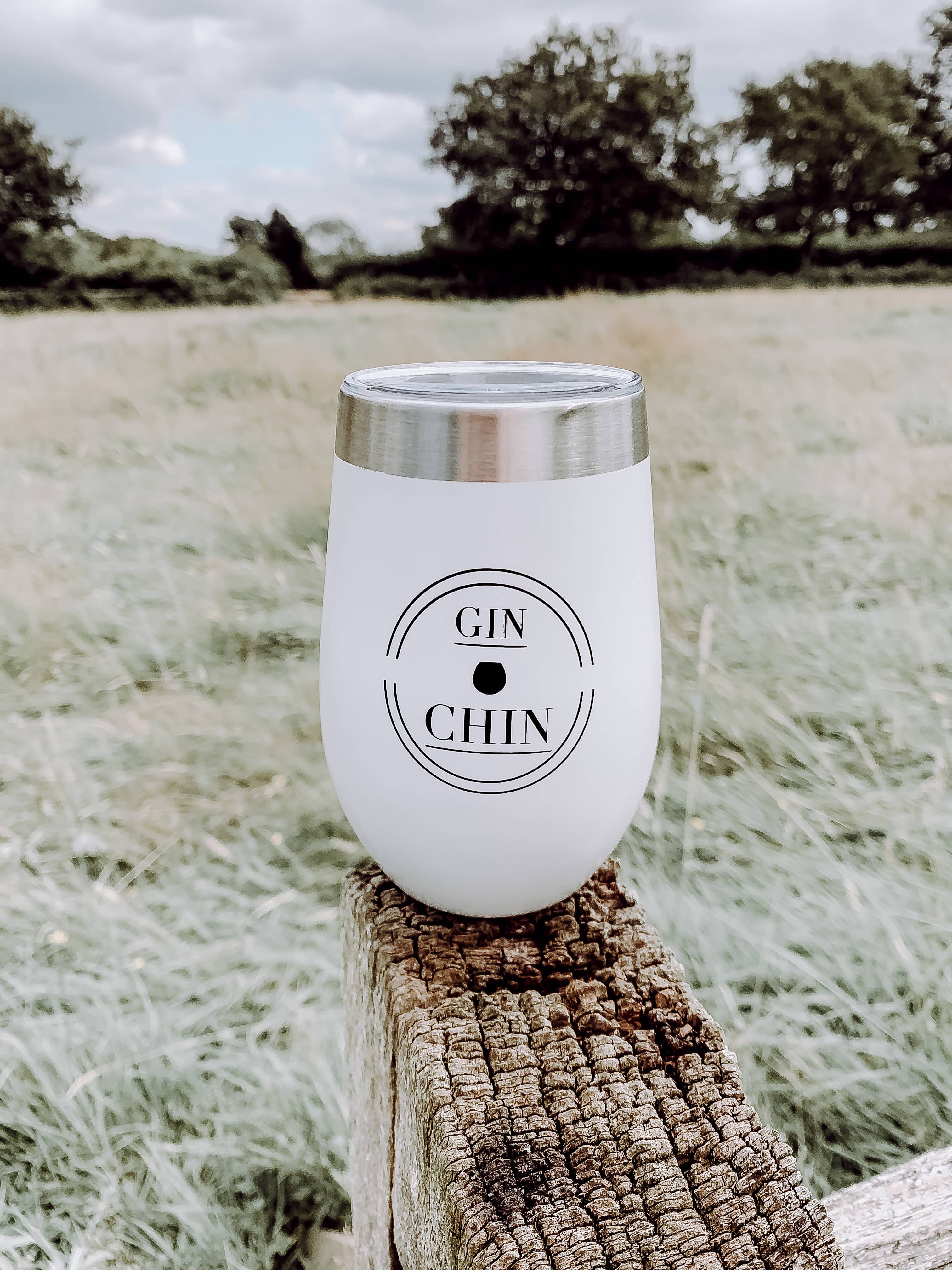 GIN CHIN – wholesale Insulated mug/tumbler – Gin Chin 12Oz Insulated, Stainless Steel Tumbler - White