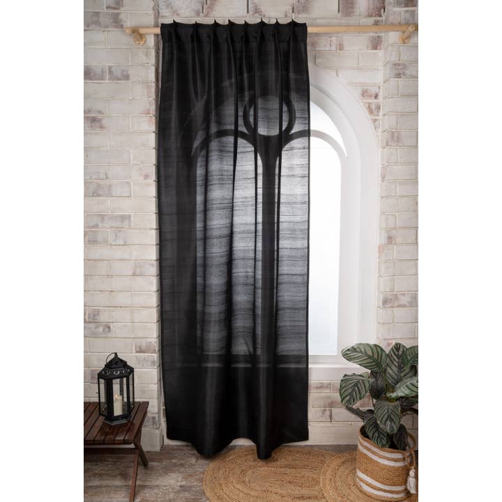 Cortina de Seda Vegana Negra con Pliegues Pinzados | 1 Panel para venta al por mayor de D'Moksha