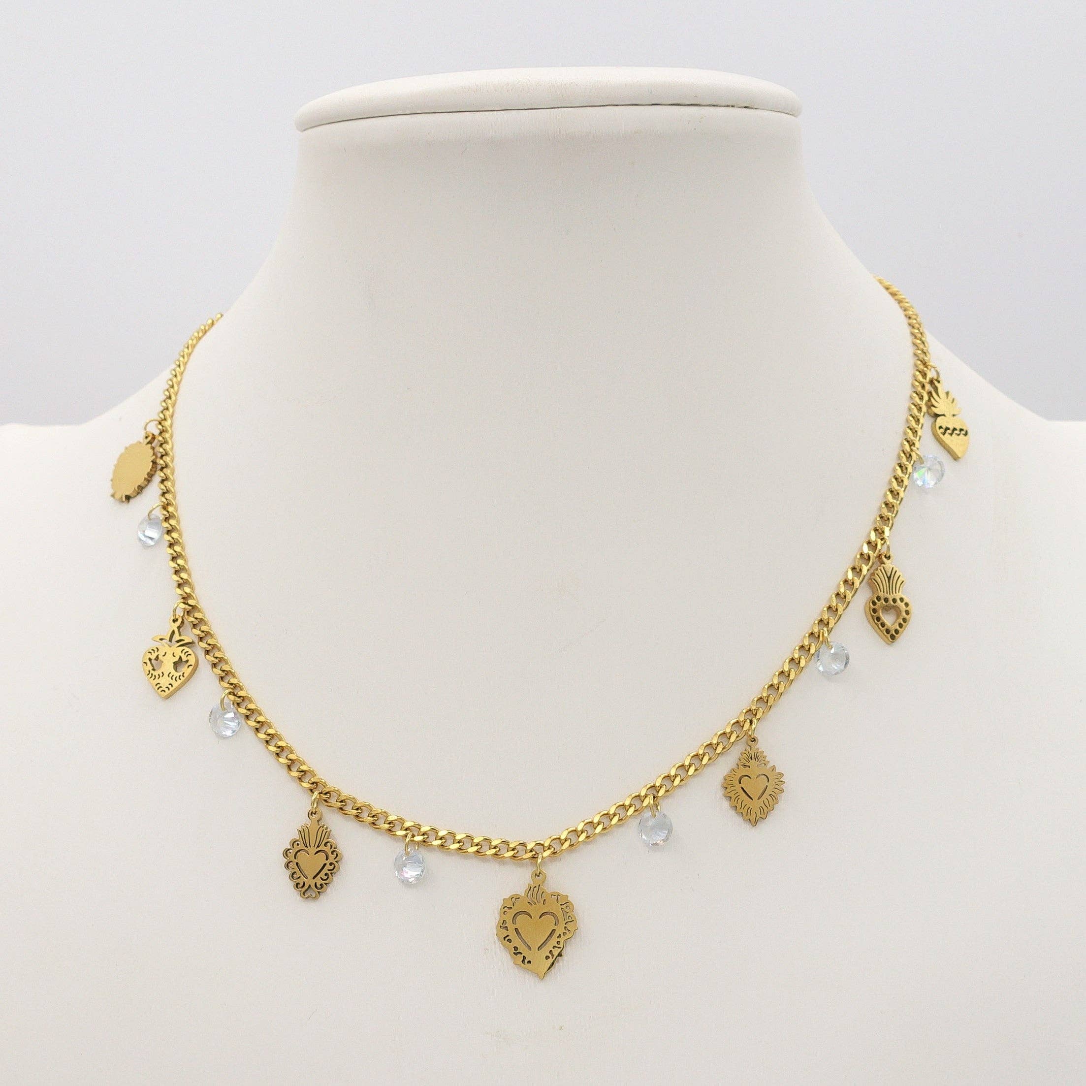 Daemon srls – Engroshandel Halskæde med vedhæng – SACRED ~ halskæde i rustfrit stål med hellige hjerter3