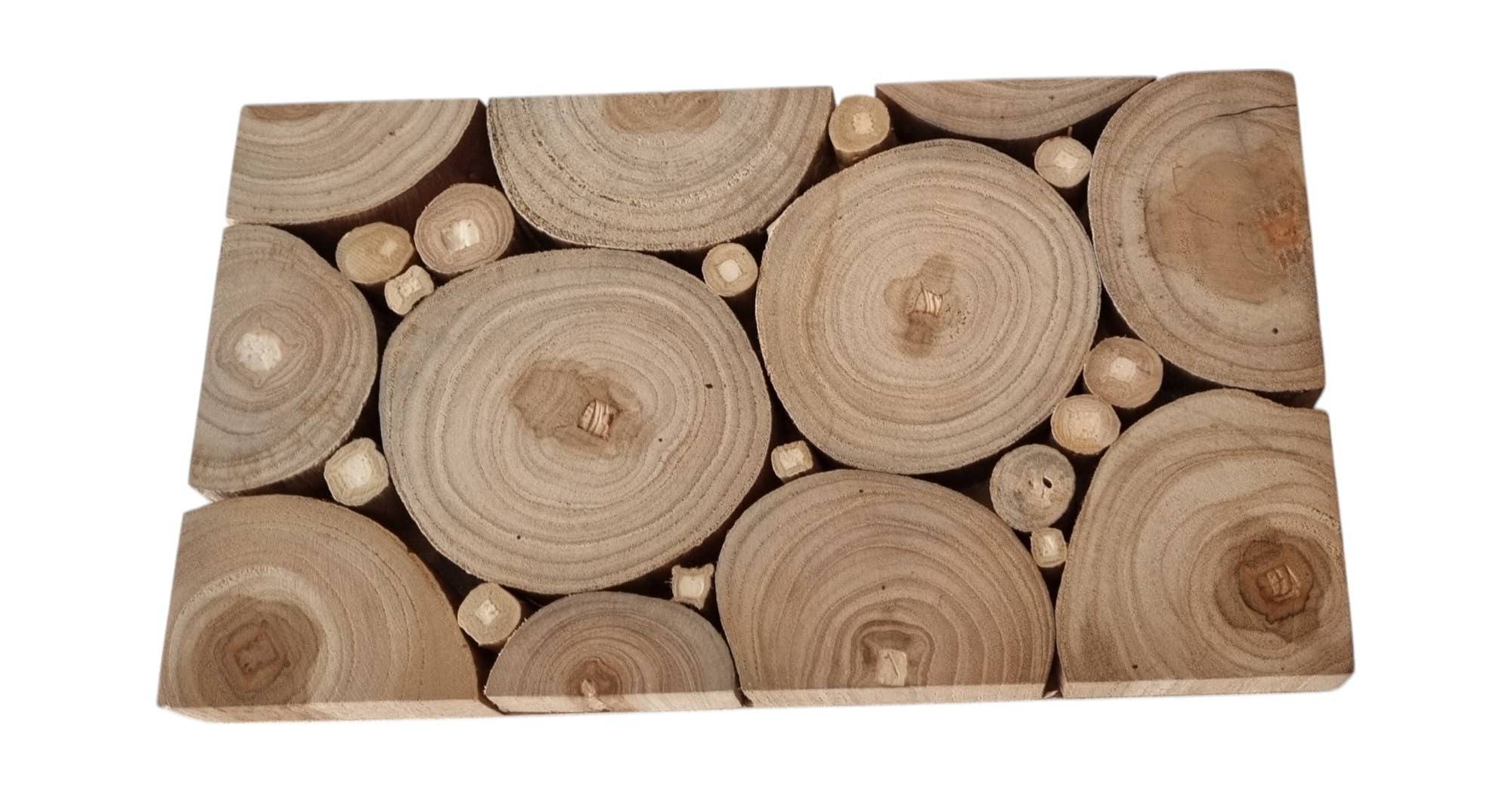 HomeRoots – wholesale Wall Panelling – Natural Tree Stump Slice Teak Reclaimed Wood Decorative Wall Panels3