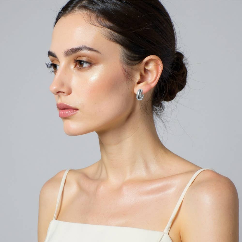 Sensibling Corp. - Wholesale Huggie Earrings - 14K Gold Dipped Square Huggie Hoop Earrings5