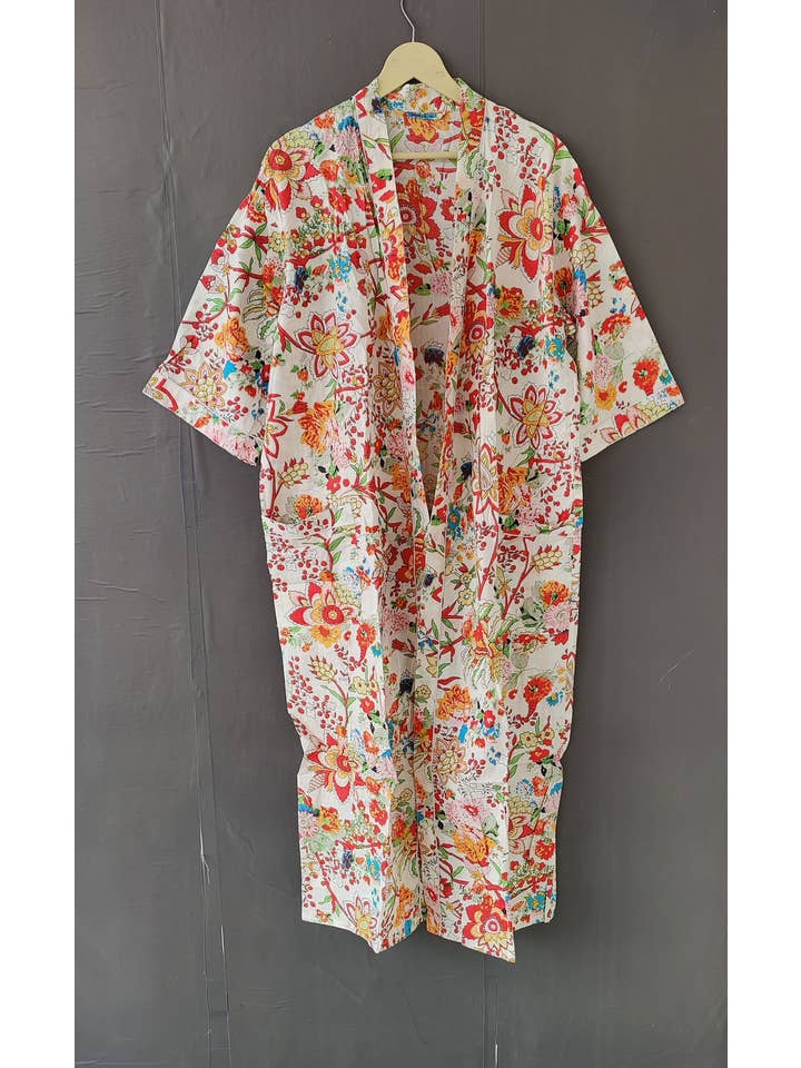 Bhawana Handicrafts – wholesale Kaftan – Women's – Cotton Indian Block Print Beach Kaftan Maternity Robe1