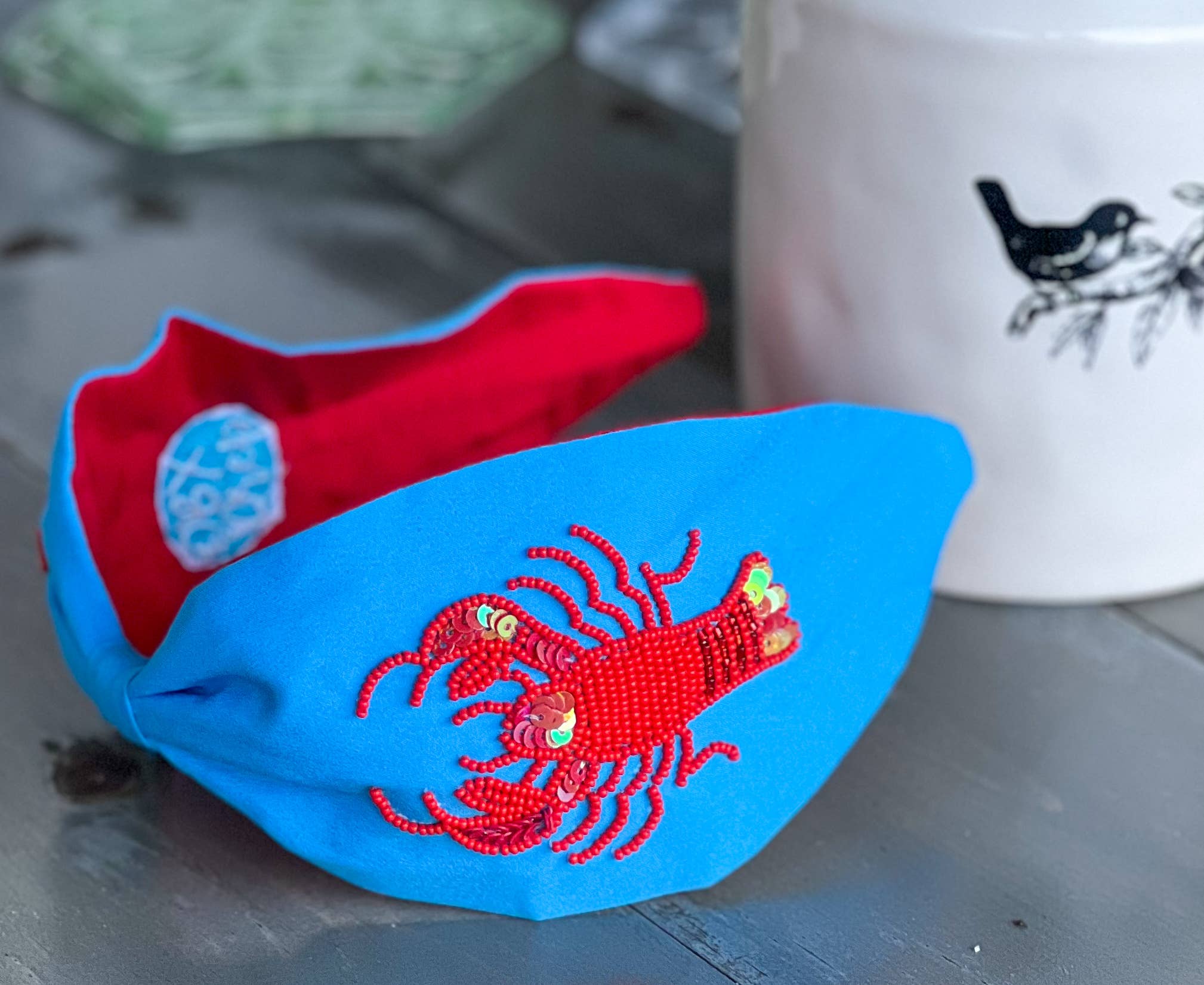 OBX Prep - Vente Bandeau – femme - Turban bleu clair à perles Lobster Seed2