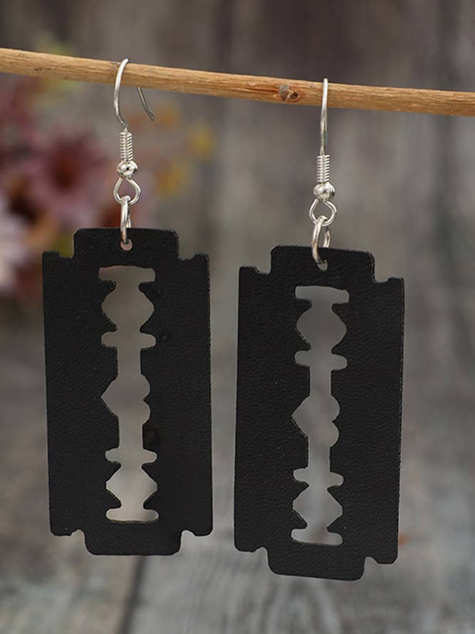 Vintage Gothic Long Leather Hollow Earrings SP401 for wholesale by UNISHE