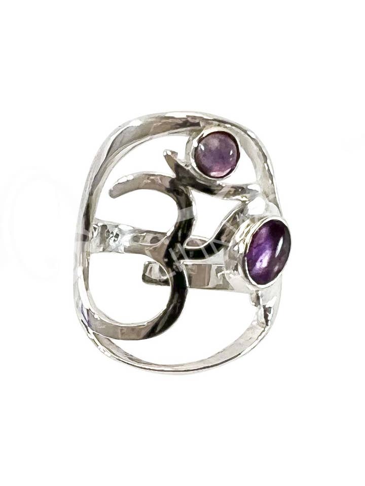 (PC)PLATA DE LEY - ANILLO, AJUSTABLE OM AMATISTA para venta al por mayor de Oceanic Linkways Inc