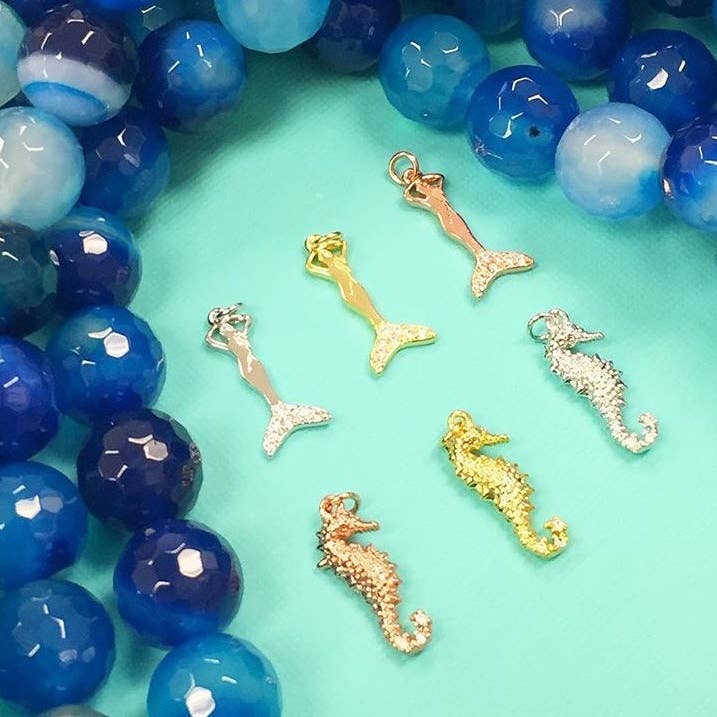 The Bead Bazaar - Wholesale Individual Charm/Pendant - Rose Gold Dainty Little Mermaid Charm For Necklace, Rose Gol