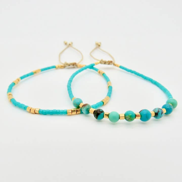 Turquoise Gemstone Bracelet 24k gold plated for wholesale by Rosamariposa