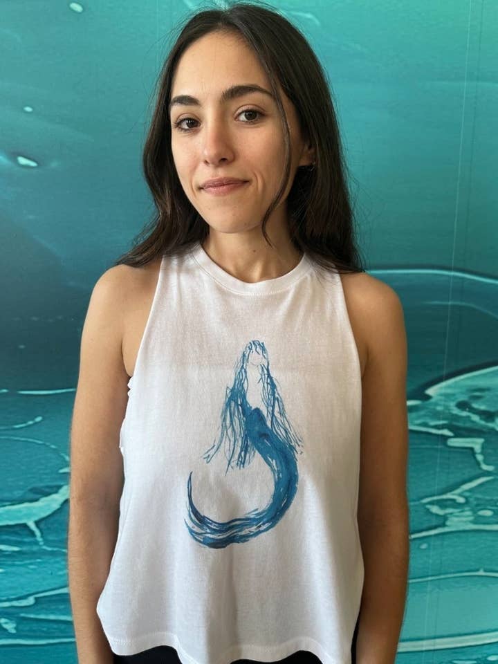 FLOWY MERMAID Racerback Cropped Tank for wholesale by Blue Mermaid Art