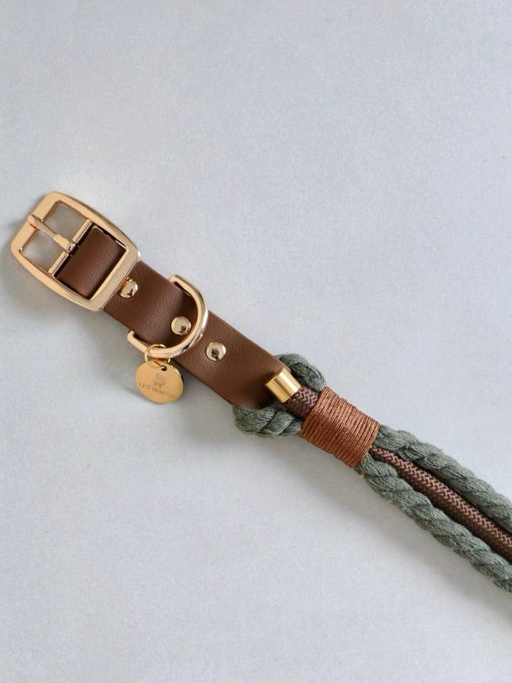 Flätat hundhalsband - Khakigrön för wholesale av Les Wafou