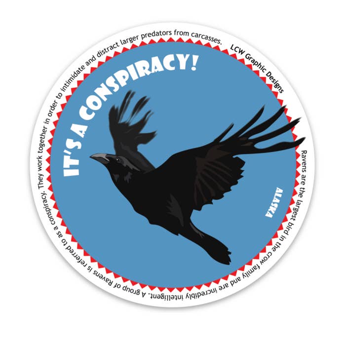 Graphic Bird Sticker - Raven - Its a Conspiracy Raven Educat for wholesale by LCW Graphic Designs