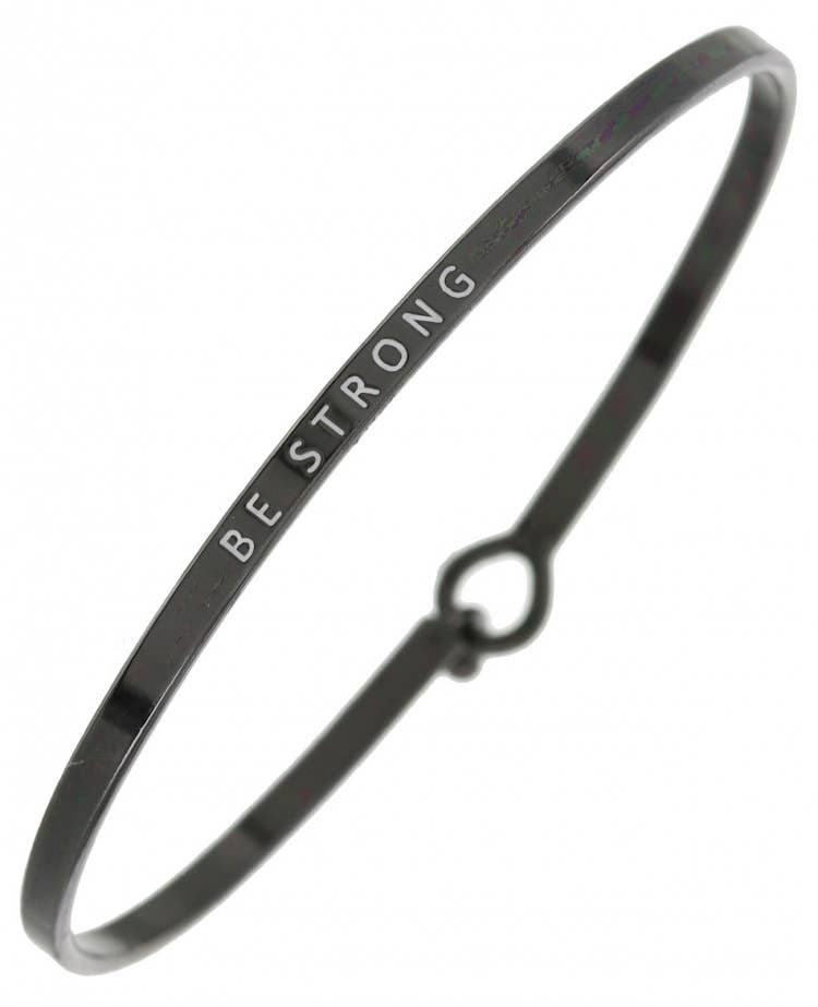 0011 PREMIERE - Wholesale Bangle Bracelet - FR3625 BE STRONG_3mm Inspired Message Brass Bangle4