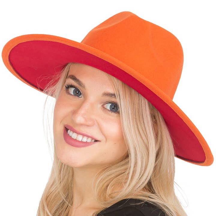 Cap Zone - Wholesale Fedora - Women's - Premium Two Tone Fedora Wide Brim With Belt 3