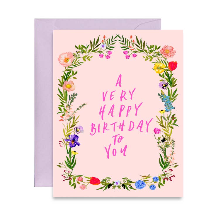 Ghirlanda floreale per buon compleanno per la vendita all'ingrosso da parte di Shannon Kirsten Illustration