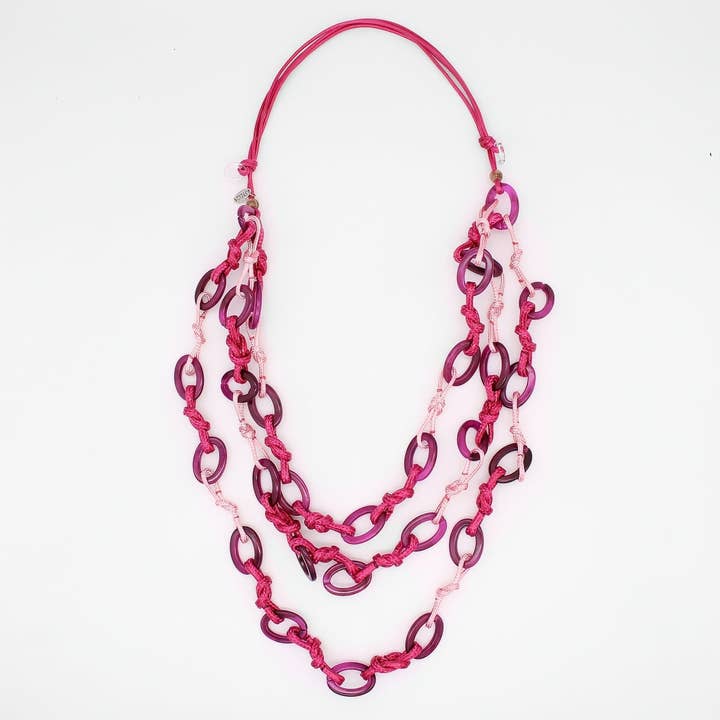 Knotted Fuchsia Sienna Necklace for wholesale by Sylca Designs