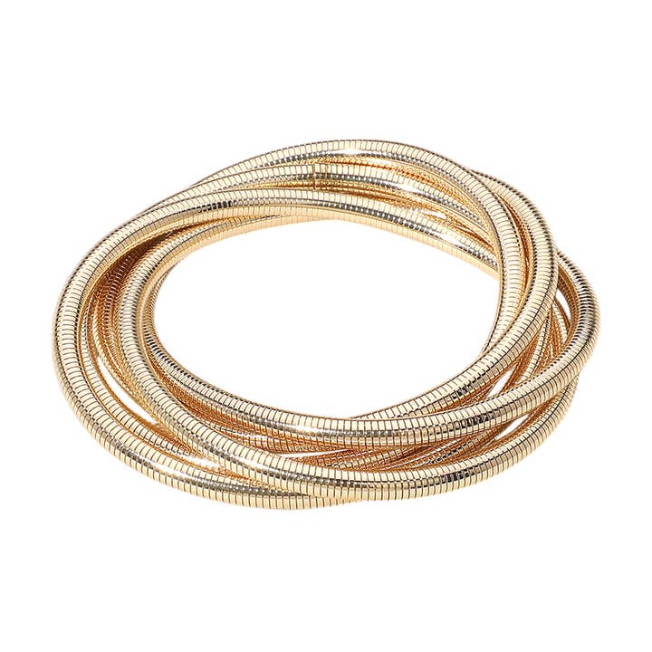 Sensibling Corp. - Wholesale Bangle Bracelet - Ribbed Metal Twisted Stretch Bangle Bracelet