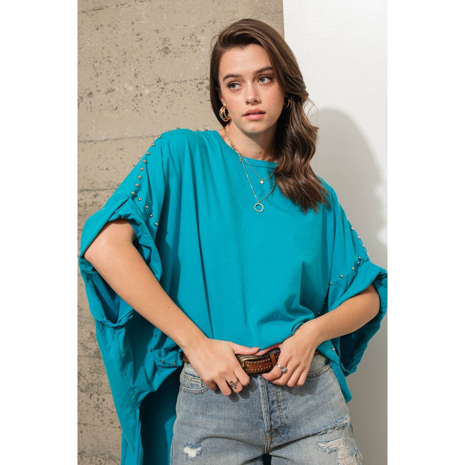 Apolline - Wholesale Tunic - Women's - STUDDED OVER SIZED HIGH LOW T SHIRT9