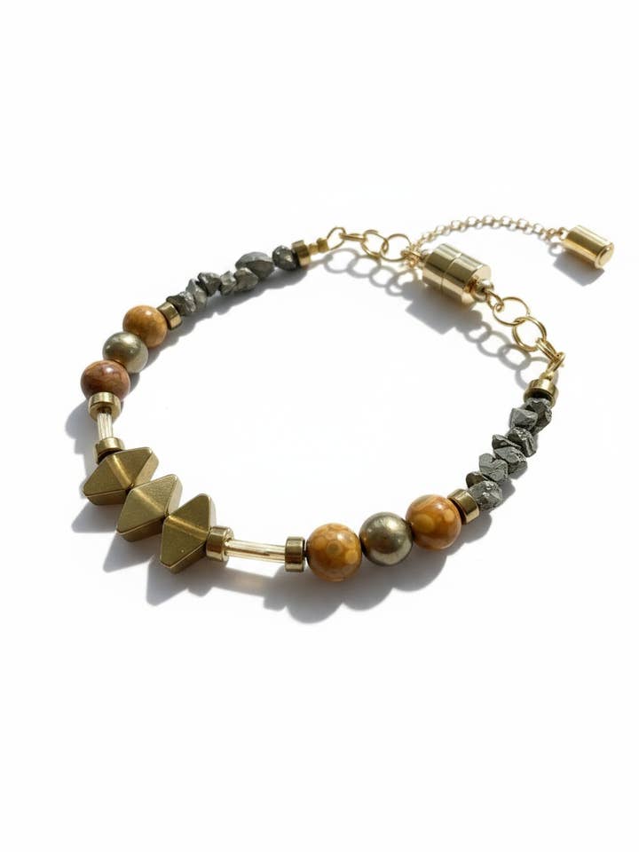 BDLB08 - Red Jasper, Maifan, & Nugget Bracelet for wholesale by Gist Jewellery