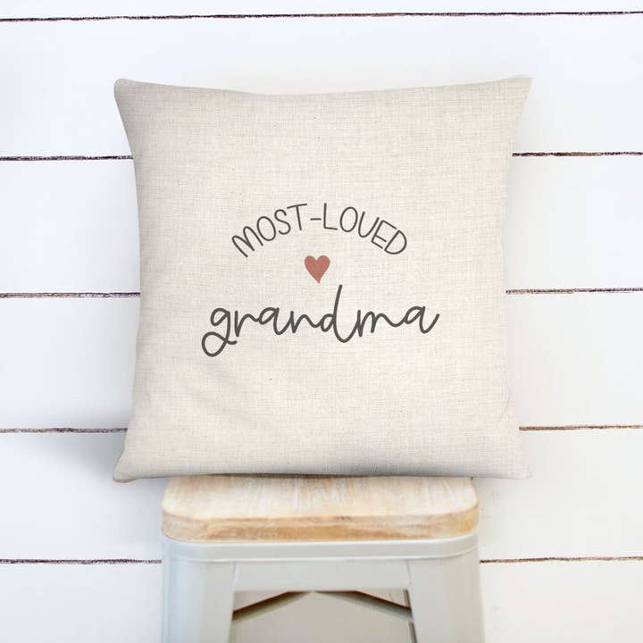 Grandma throw pillow cover | most-loved grandma | sweet valentine, mothers day, or birthday gift for wholesale by ZA Handmade Wholesale