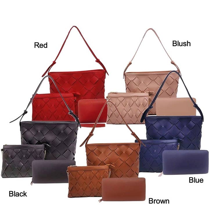 Diacly - Wholesale Top Handle Bag - Women's - Quilted Vegan Leather 3 Pieces set Bag