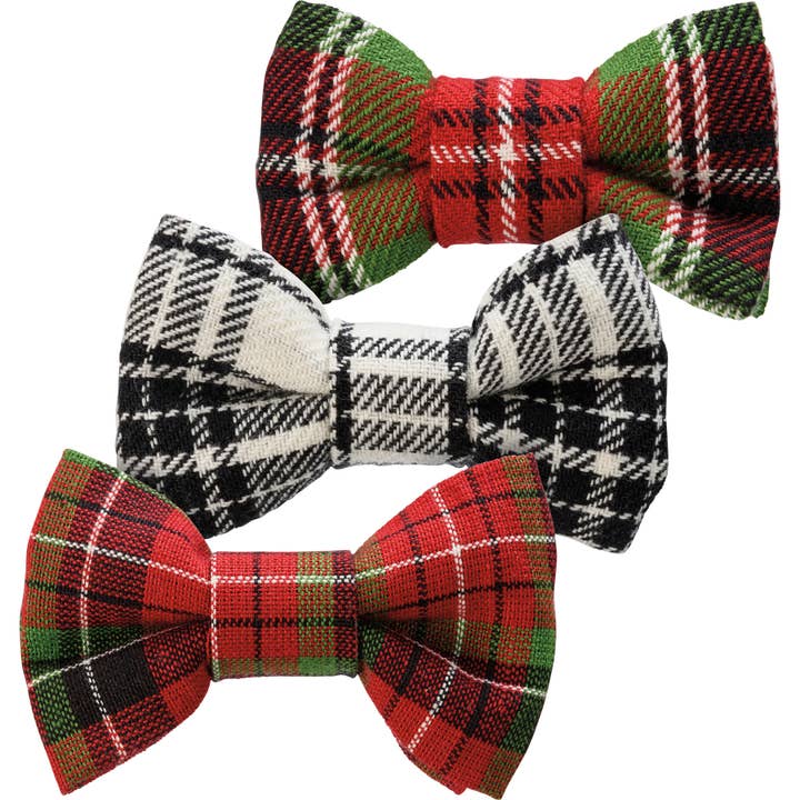 Primitives by Kathy - Wholesale Pet Bow Tie - Cat/Dog - Christmas Plaid Medium Pet Bow Tie Set