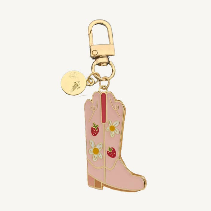 Cowgirl Boot Keychain | Western Enamel Charm for wholesale by Acorn & Artisan