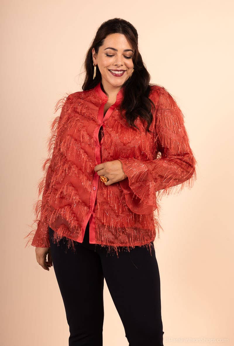 You Udress - Wholesale Button Down Shirt - Women's - Pagode Long Sleeve Blouse: Elegance and Refinement1