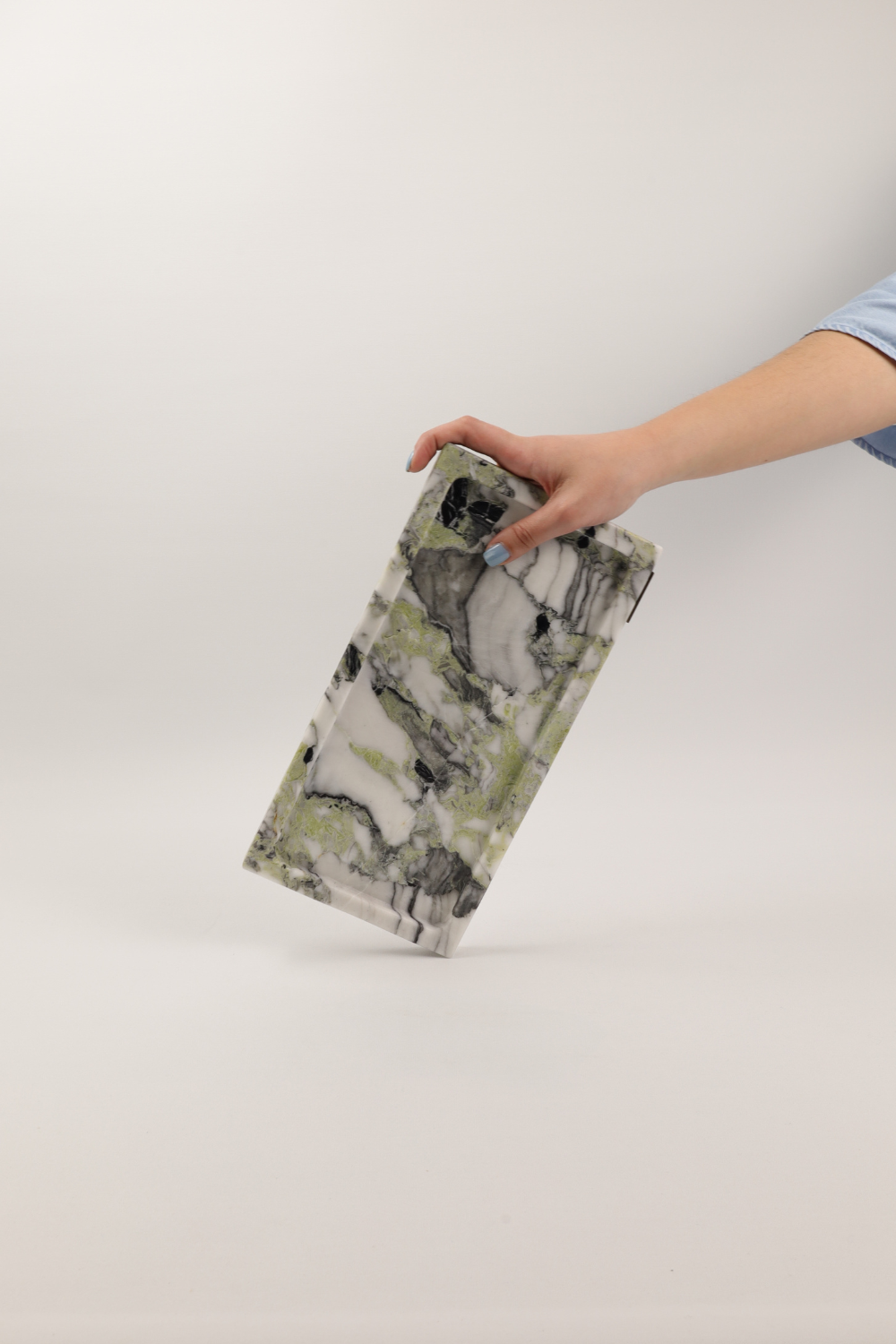 PIETRA DI CASA - Wholesale Decorative Tray - Marble Tray PAPA ALANA in Ice Jade|1