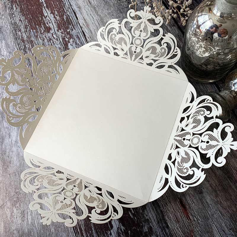 Imaginediy – Engroshandel Invitationer – Jaipur Laser Cut Invitation - Elfenben2