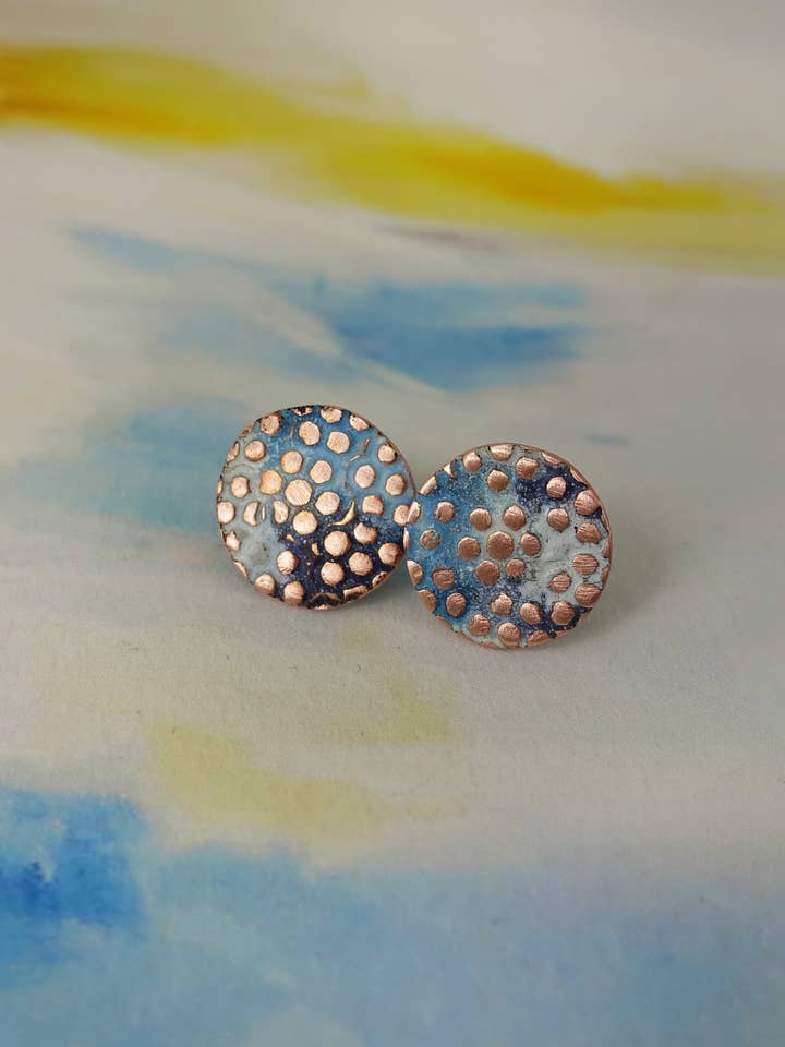 Copper and Enamel Textured Studs for wholesale by 830 Degrees