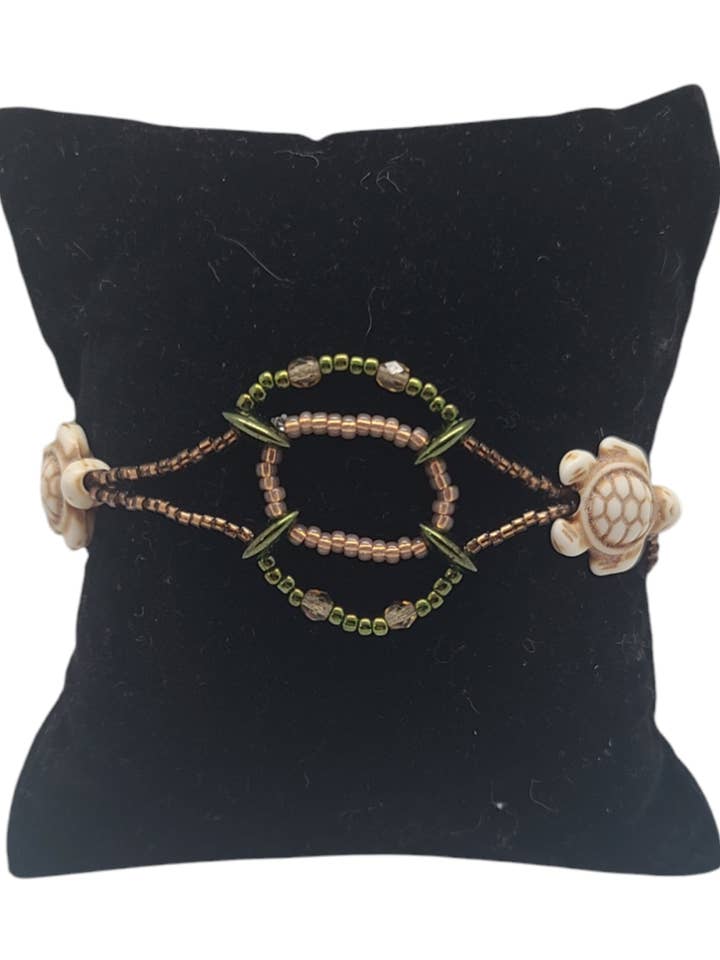 Half Moon Howlite Turtle Bracelet for wholesale by Tsuga Beadwork