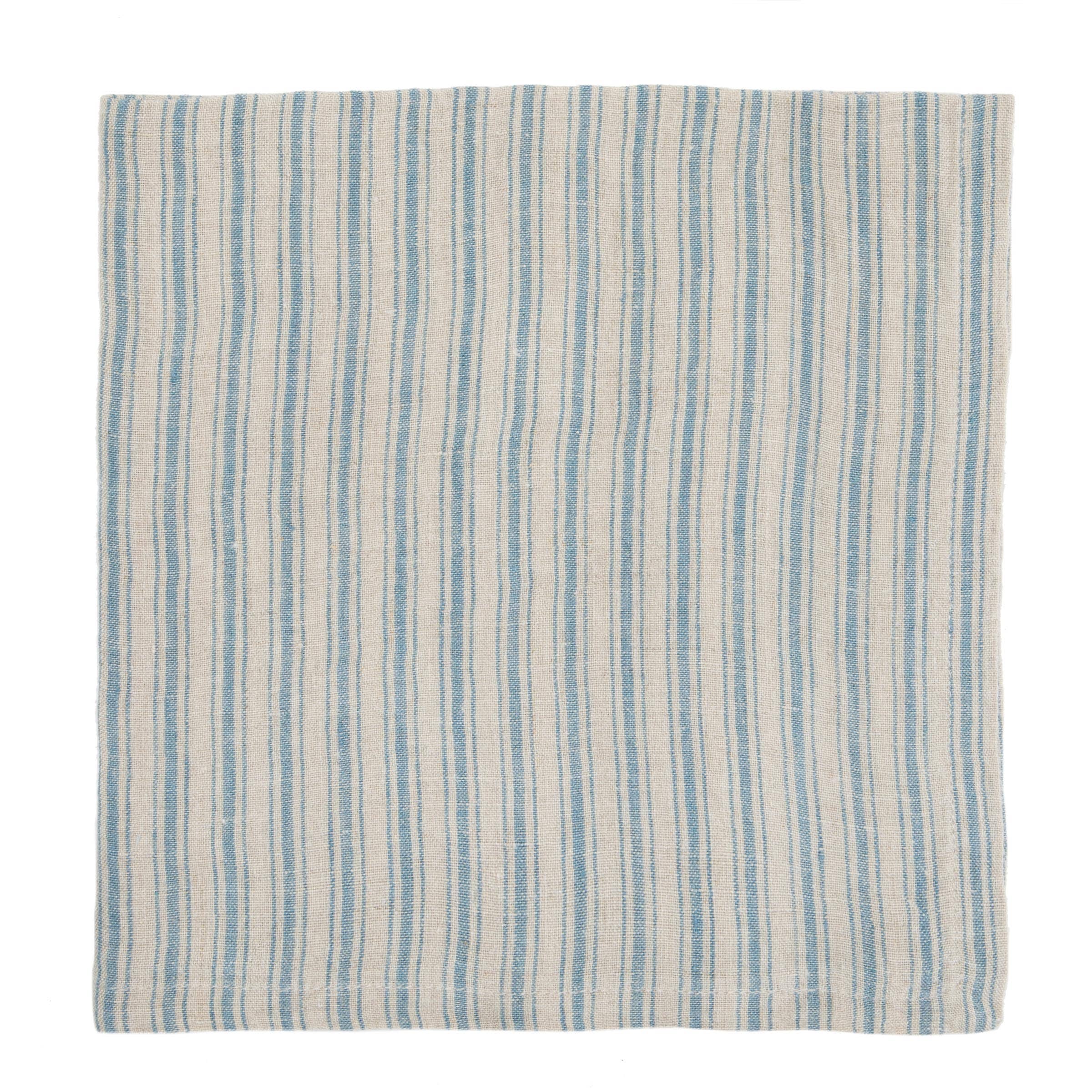 Boat Stripe Linen Natural & Blue Napkins 20x20 - Set of 4 for wholesale on Faire3