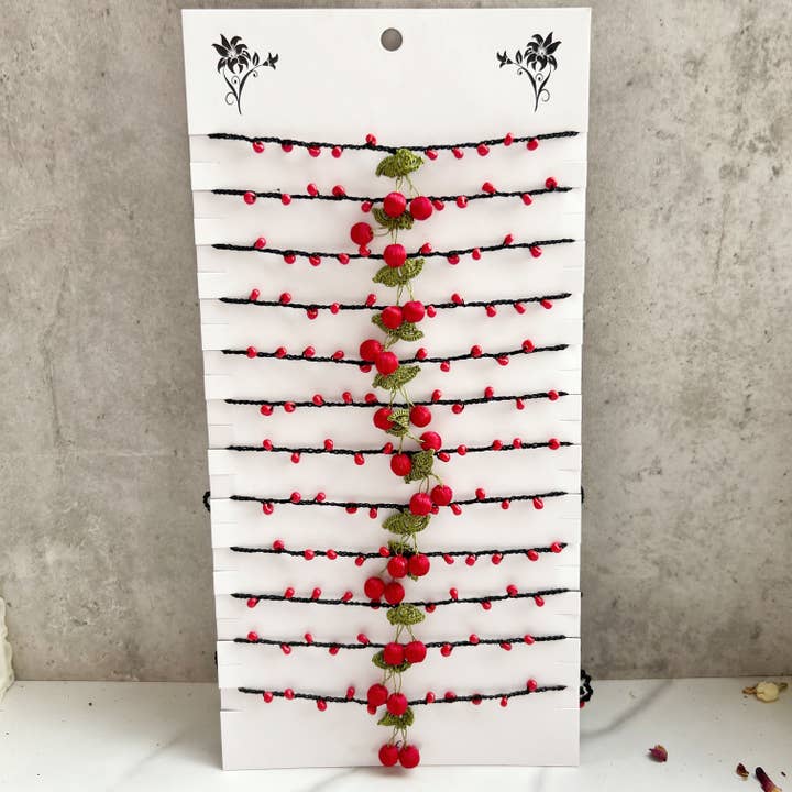 Summer Cherry Crochet Beaded Bracelet/Anklet for wholesale by Gypsy Soul